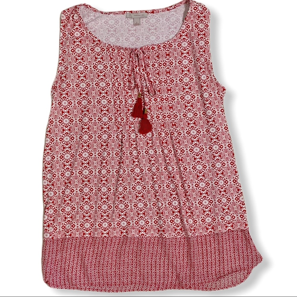 Dressbarn red & white sleeveless tunic Size L